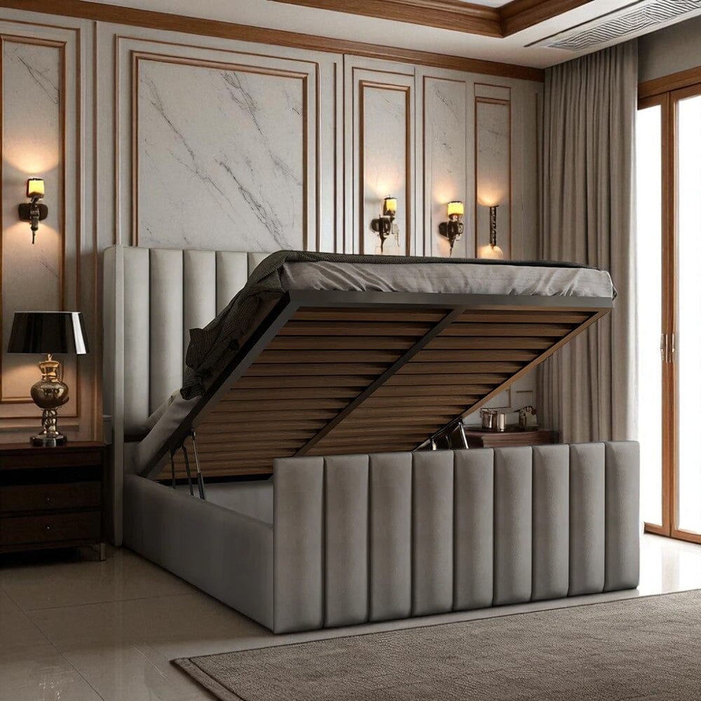 Maya Wingback Ottoman Storage Bed Frame - Divan Bed Warehouse