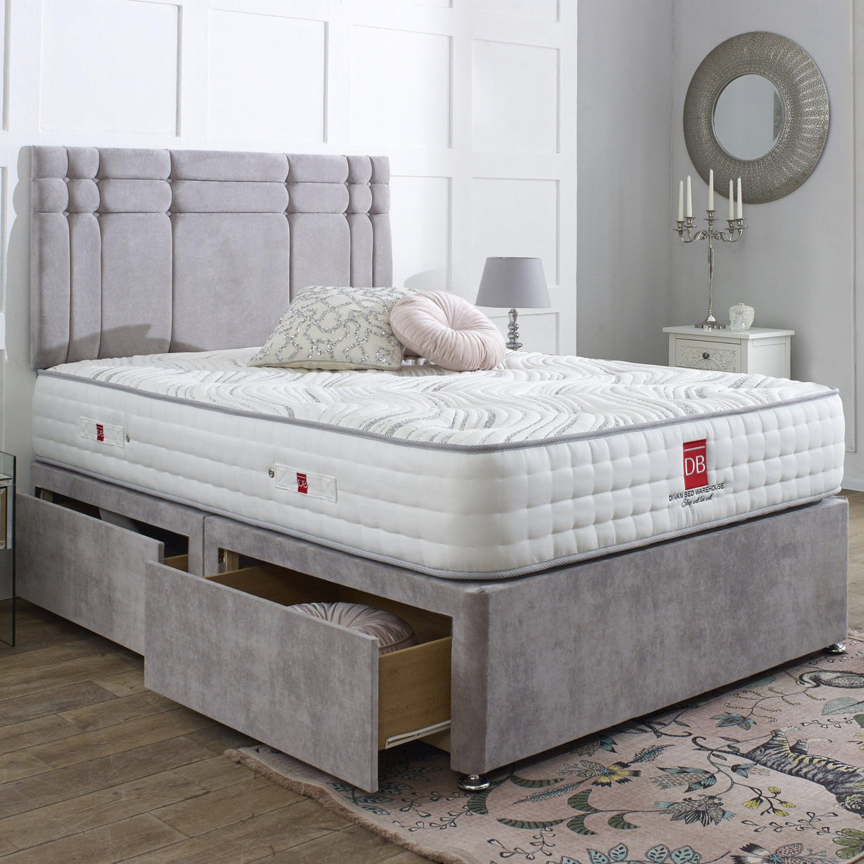 Canterbury Divan Bed Set with Button Headboard - Divan Bed Warehouse