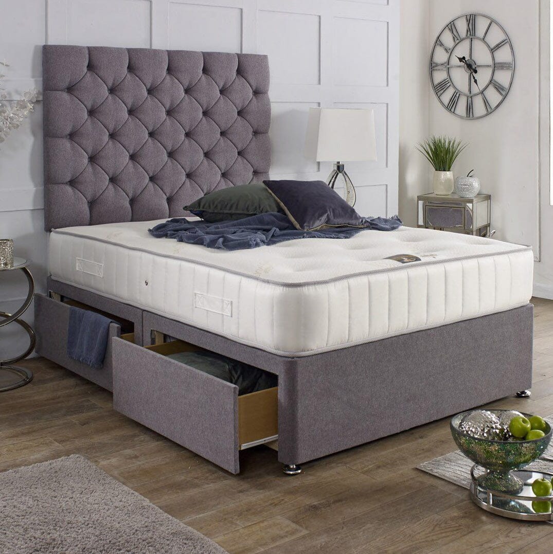 Chessington Divan Bed Set with Tall Button Headboard - Divan Bed Warehouse