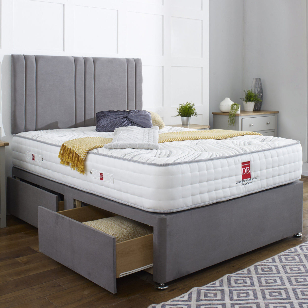 Khloe Divan Bed Set with Headboard - Divan Bed Warehouse