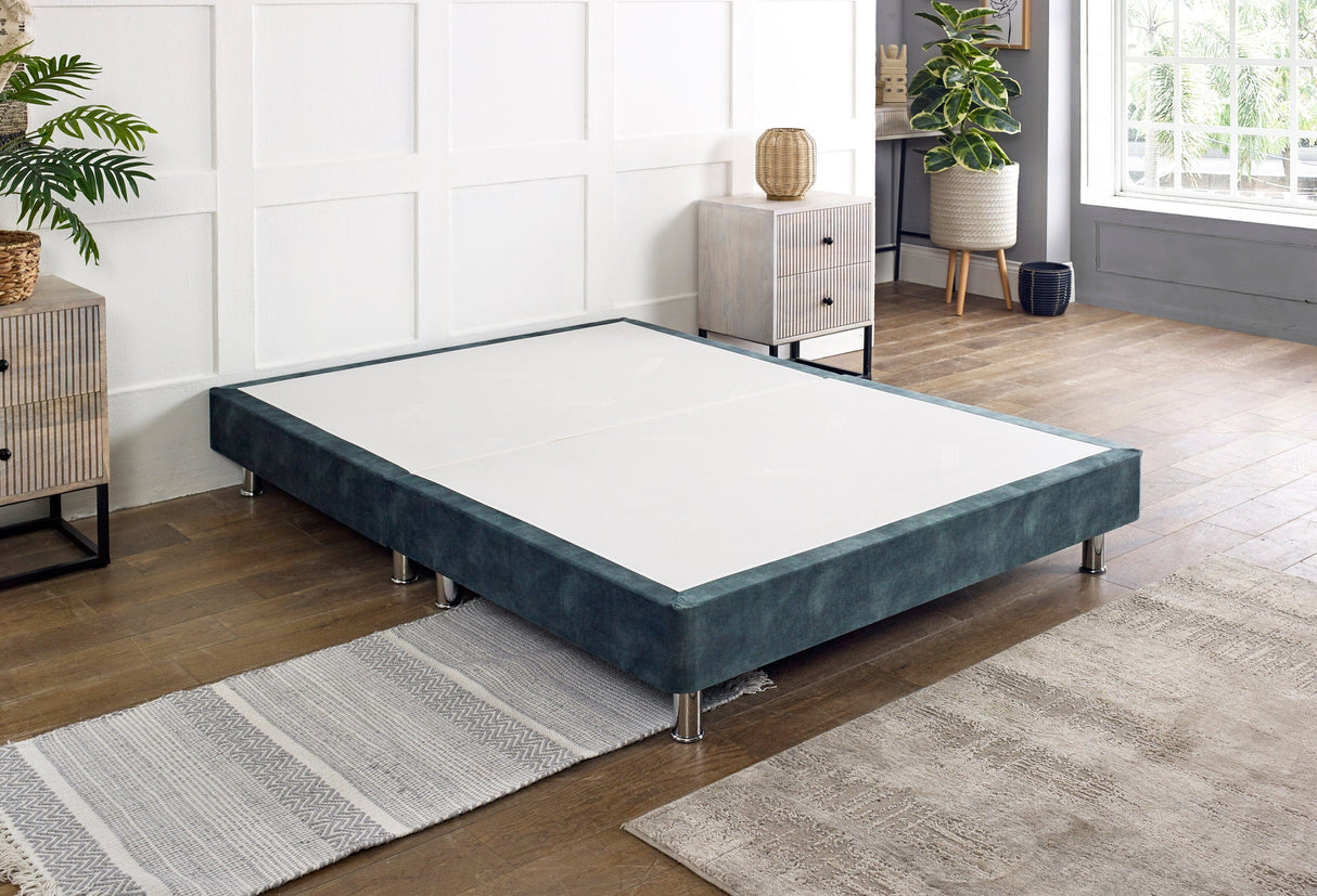 Low Divan Bed Base On Chrome Metal Legs - Divan Bed Warehouse
