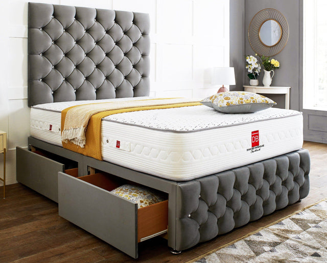 Regency Divan Bed Set With Tall Button Headboard Plus Footboard - Divan Bed Warehouse