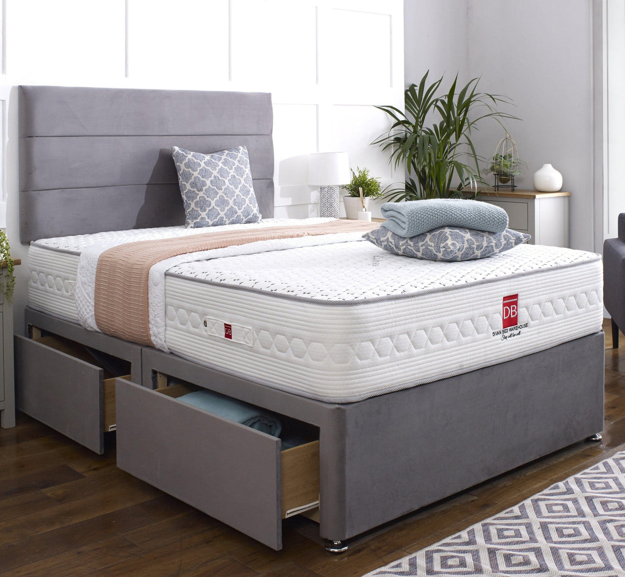Karina Divan Bed Set with Headboard - Divan Bed Warehouse