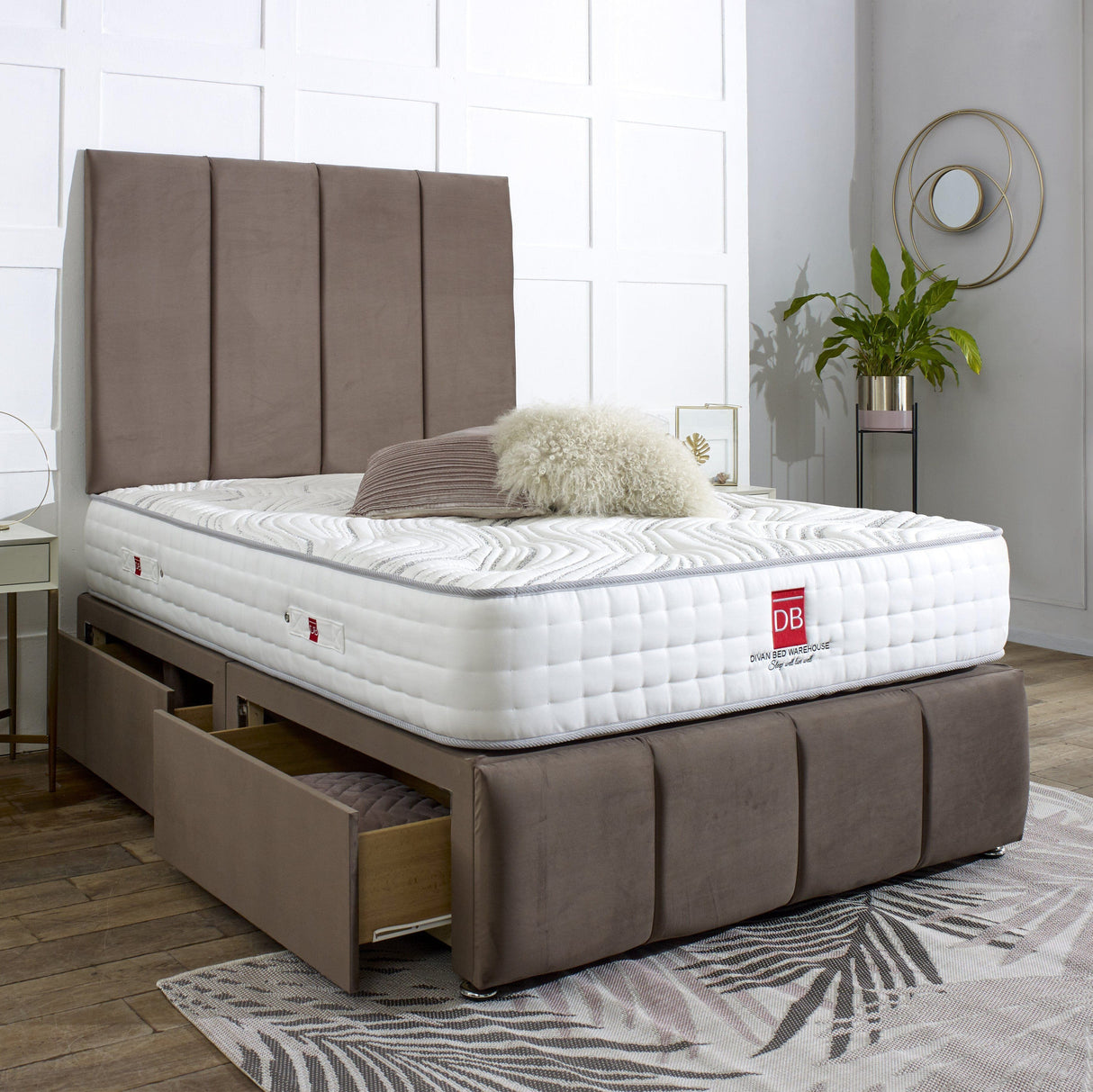 Milan Divan Bed Set with Tall Headboard and Footboard - Divan Bed Warehouse