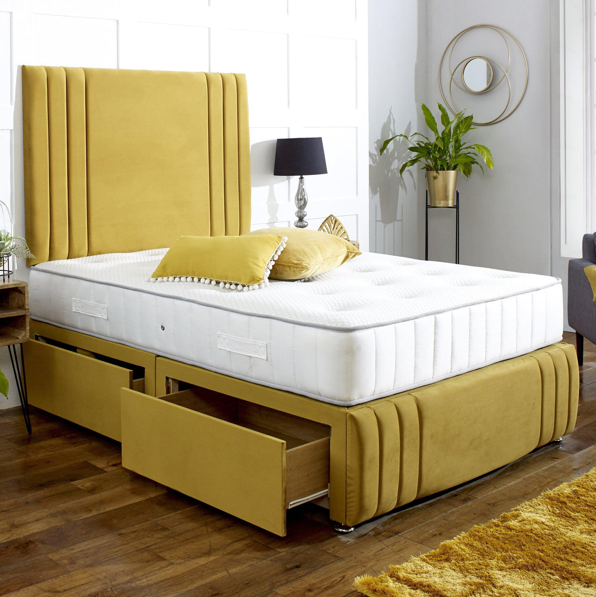 Naples Divan Bed Set with Tall Headboard and Footboard - Divan Bed Warehouse