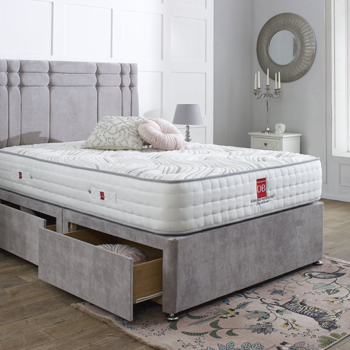 Canterbury Divan Bed Set with Button Headboard Divan Bed Warehouse