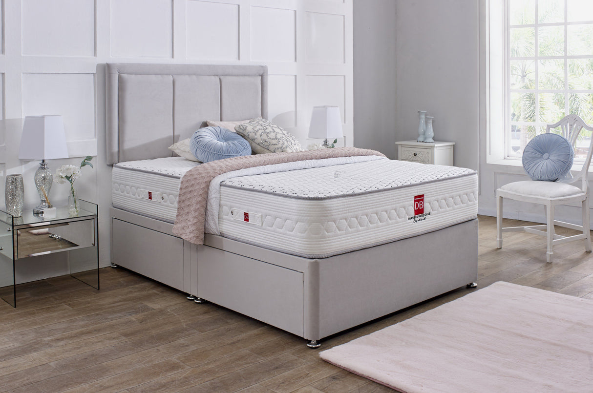 Florence Divan Bed Set with Border Headboard - Divan Bed Warehouse