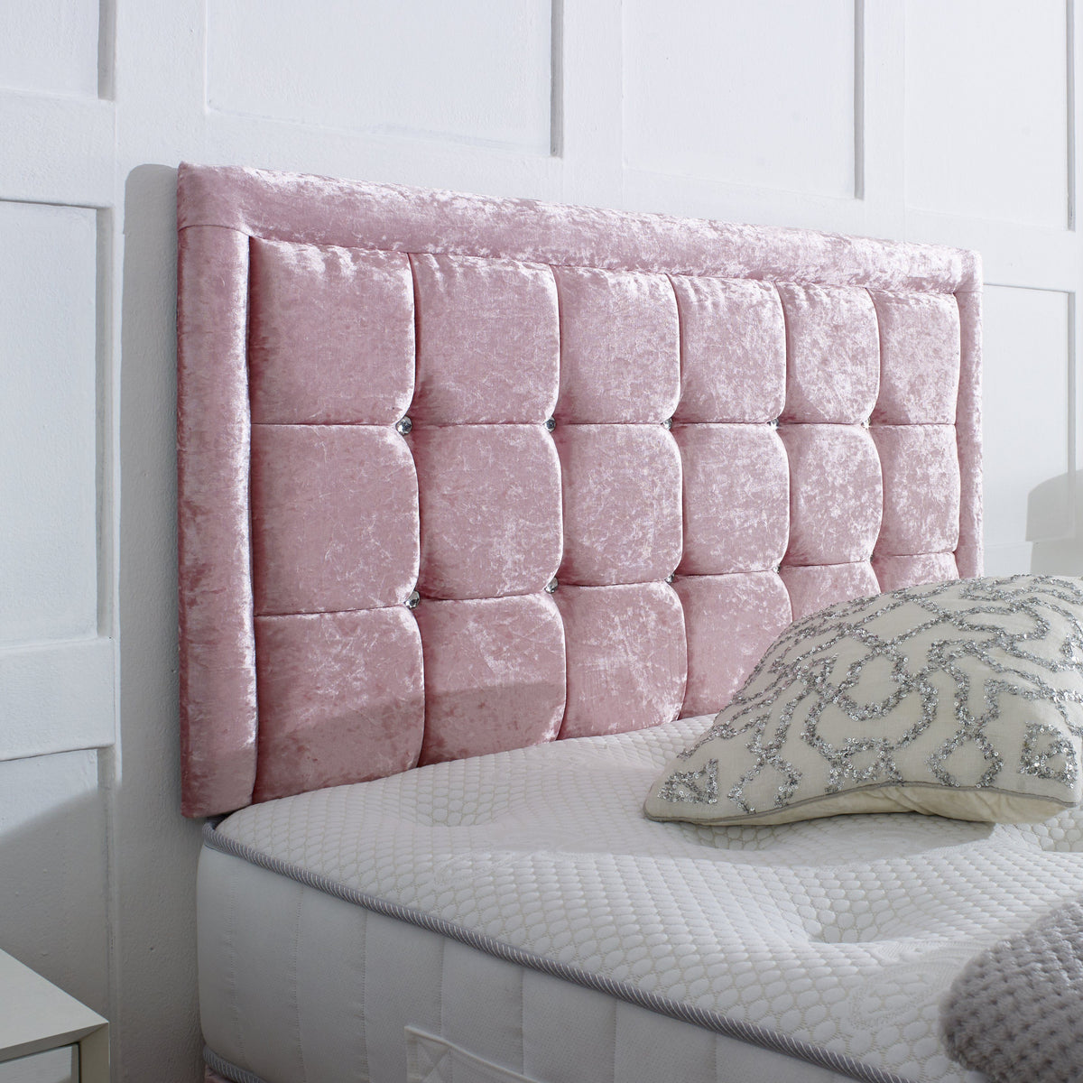 Aurora Button Headboard with Border Divan Bed Warehouse