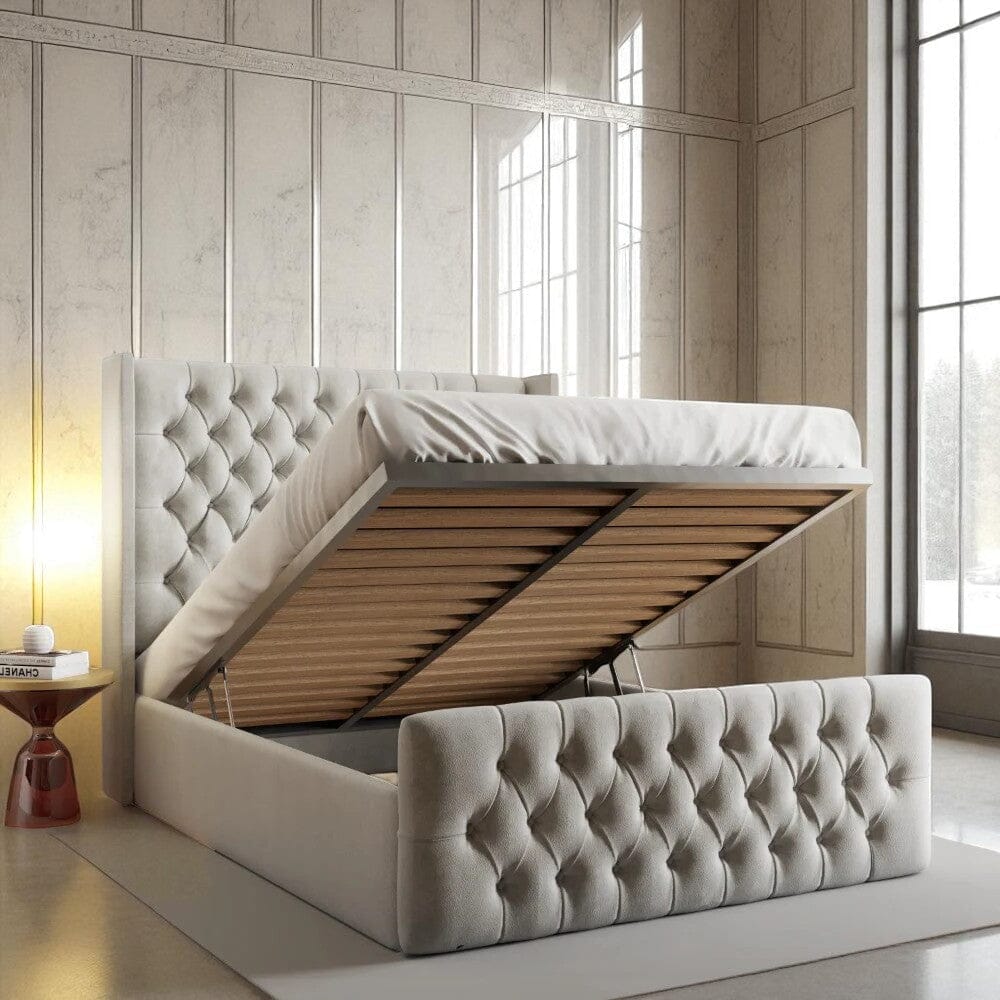 Dolce Wingback Ottoman Storage Bed Frame - Divan Bed Warehouse