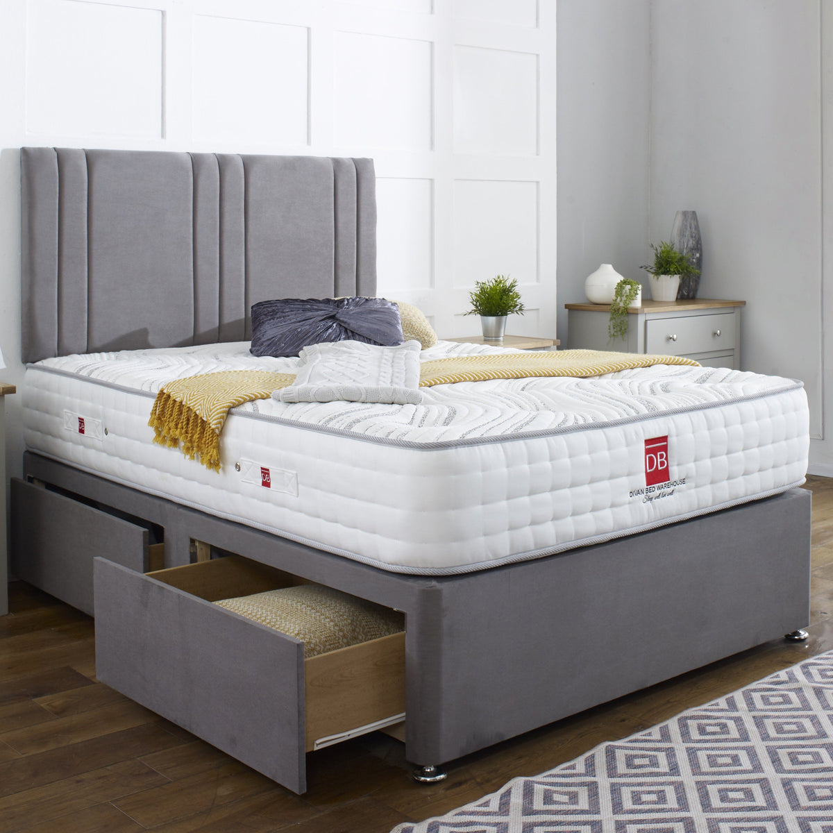 Khloe Divan Bed Set with Headboard Divan Bed Warehouse