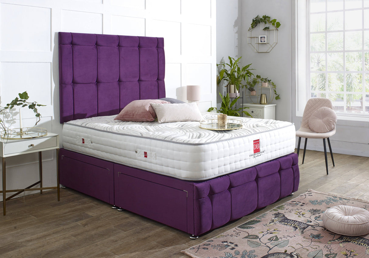 Turin Divan Bed Set with Tall Button Headboard and Footboard - Divan Bed Warehouse