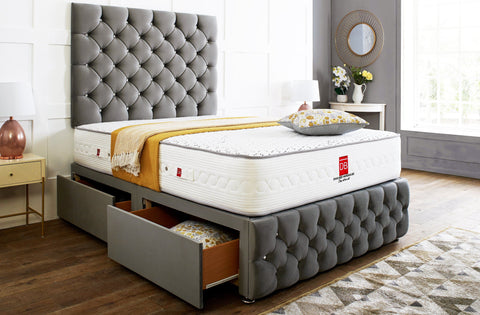 Regency Divan Bed Set With Tall Button Headboard Plus Footboard - Divan Bed Warehouse