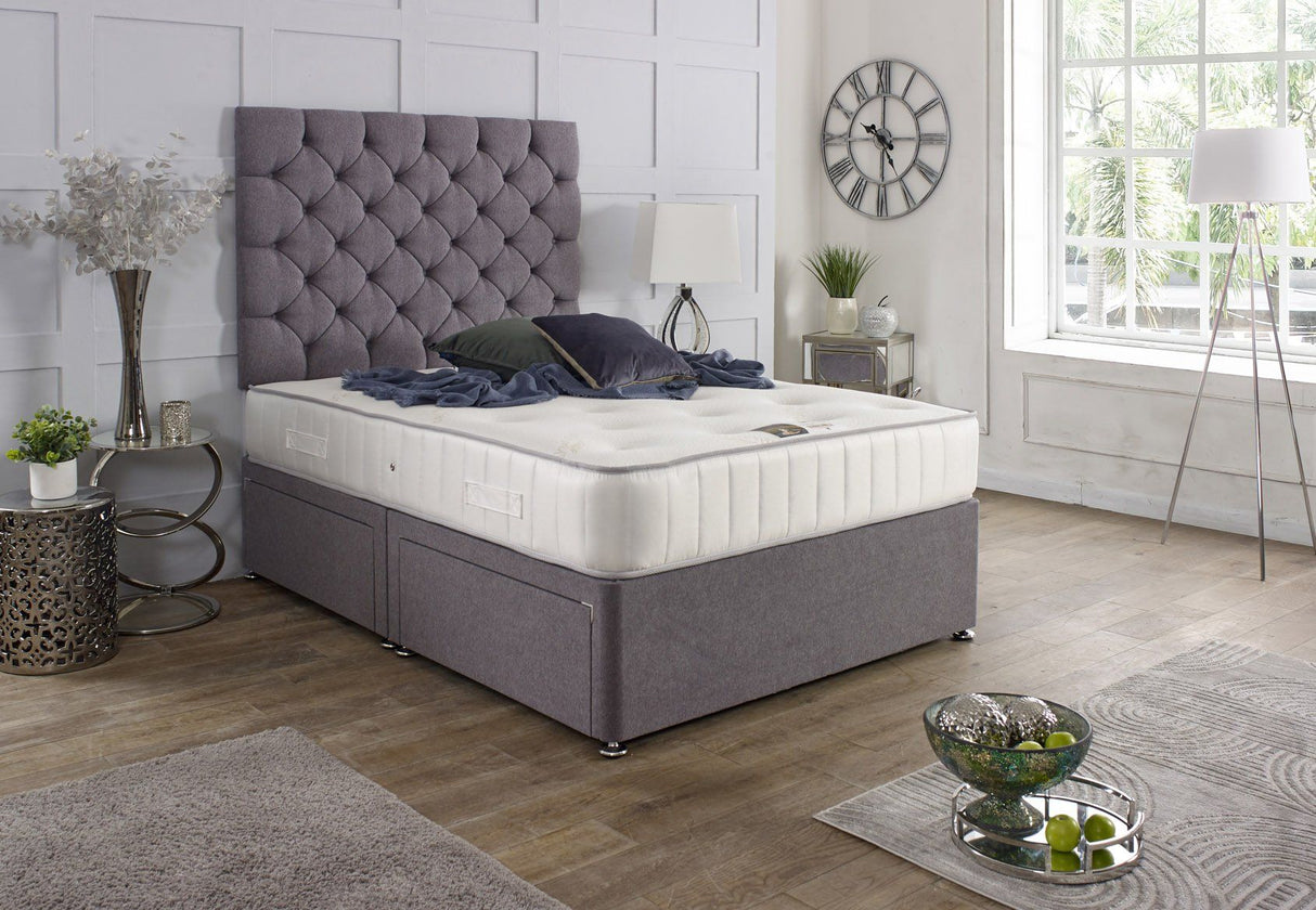 Chessington Divan Bed Set with Tall Button Headboard - Divan Bed Warehouse