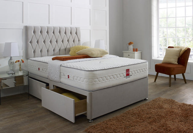 Belgravia Divan Bed Set with Tall Button Headboard - Divan Bed Warehouse