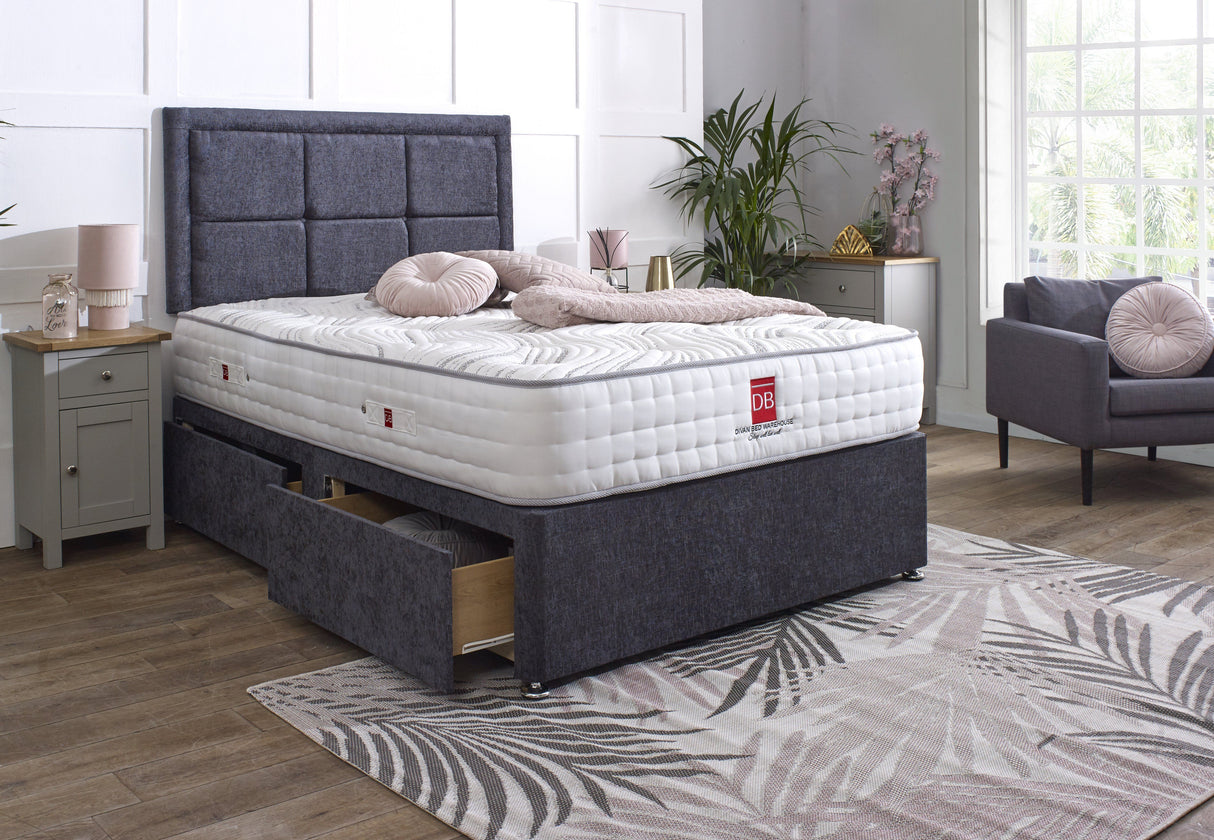 Lisbon Divan Bed Set with Border Headboard - Divan Bed Warehouse